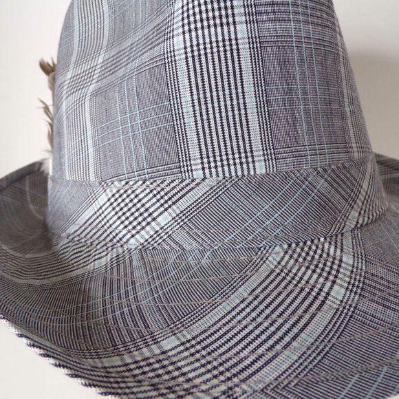 Capstar Fedora Hat With Feathers Glen Check 2398 - Picture 9 of 9
